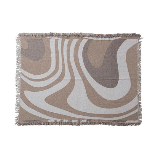 Woven Cotton Blend Jacquard Throw/Brown