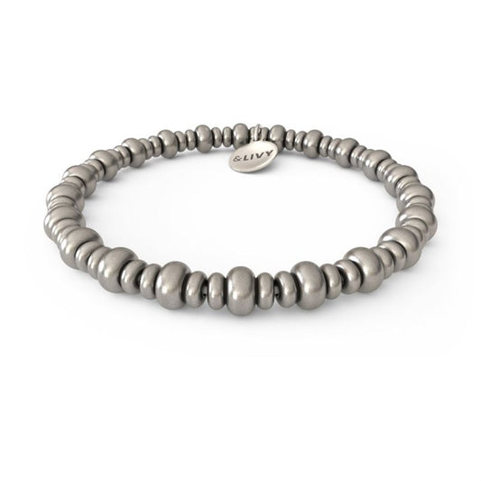 Lay It On Me! - Antique Silver Beaded Stretch Bracelet