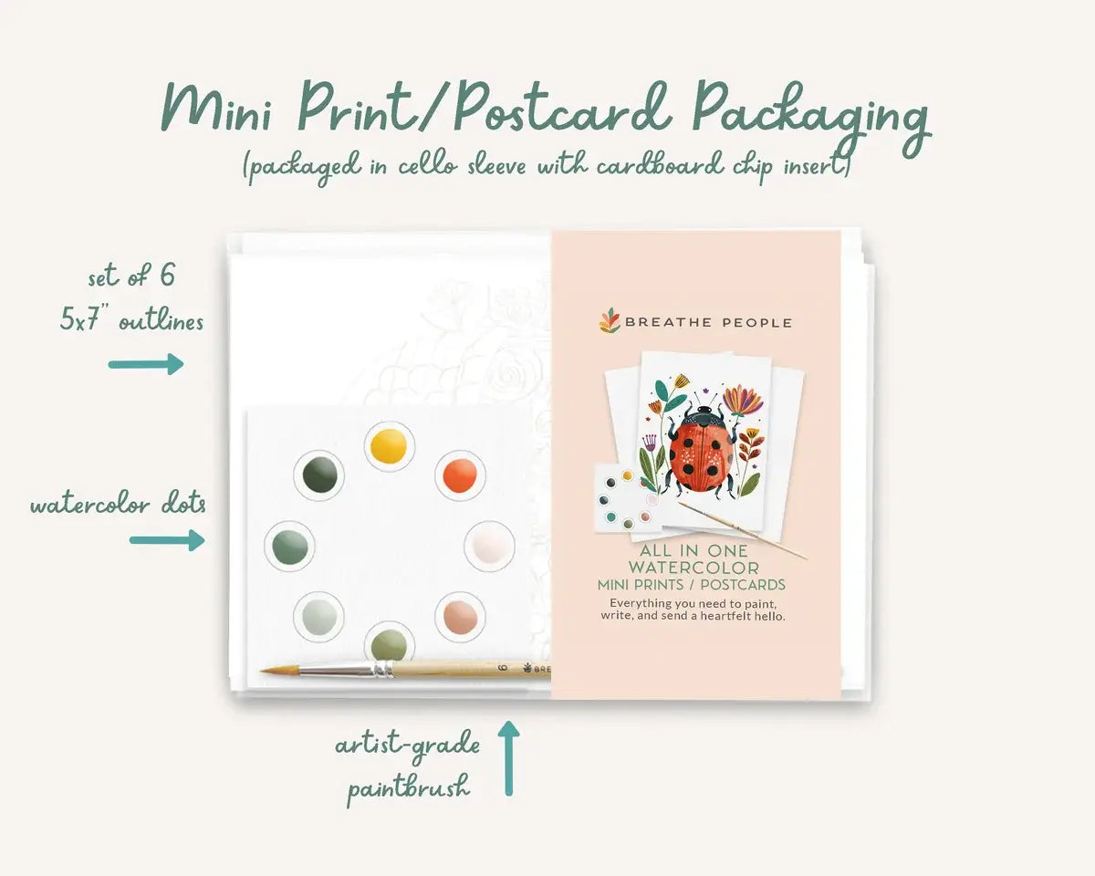 All in One Kids Watercolor Mini Prints + Postcards: Fruits