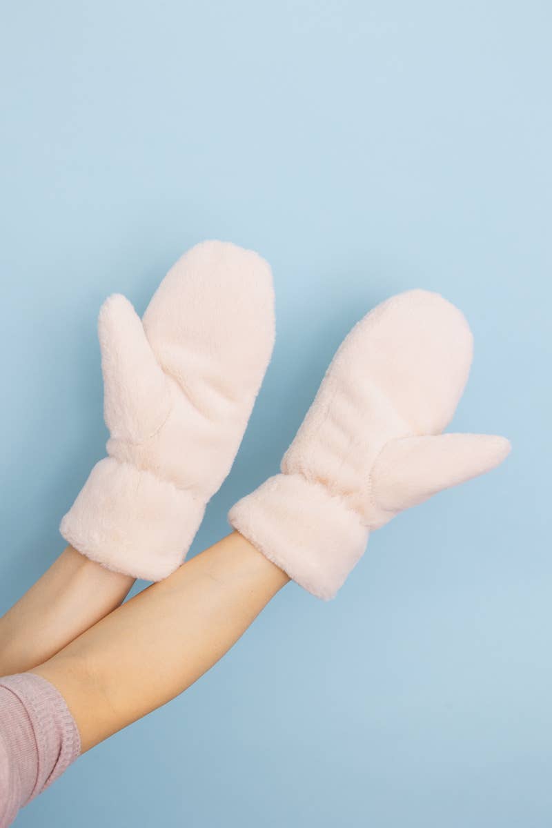 Shell Plush Fleece Lined Cozy Mittens