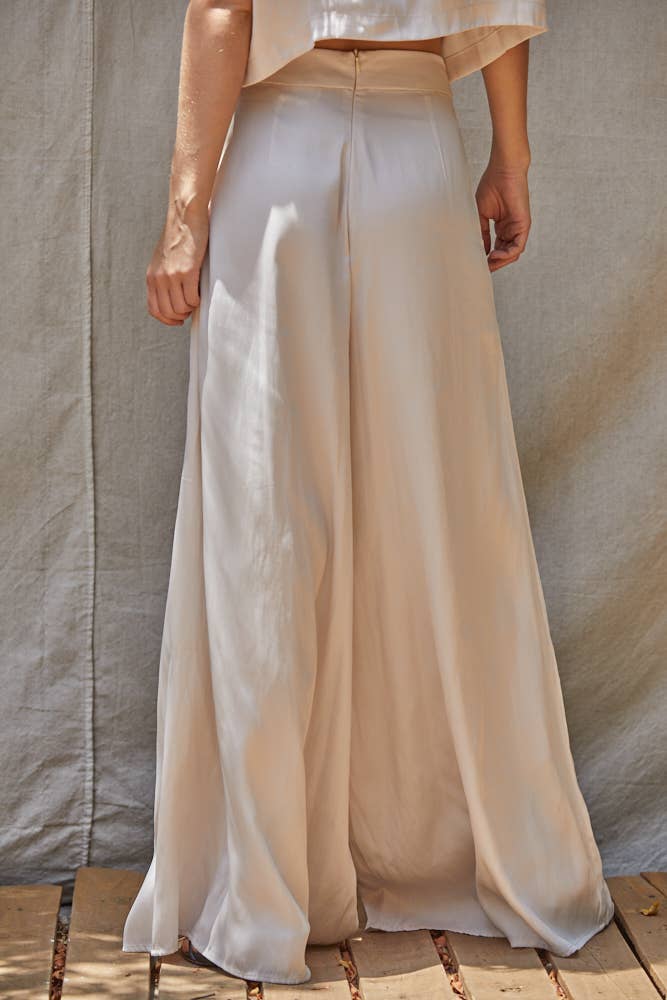 Going that Way Woven Satin Wide Leg Pants