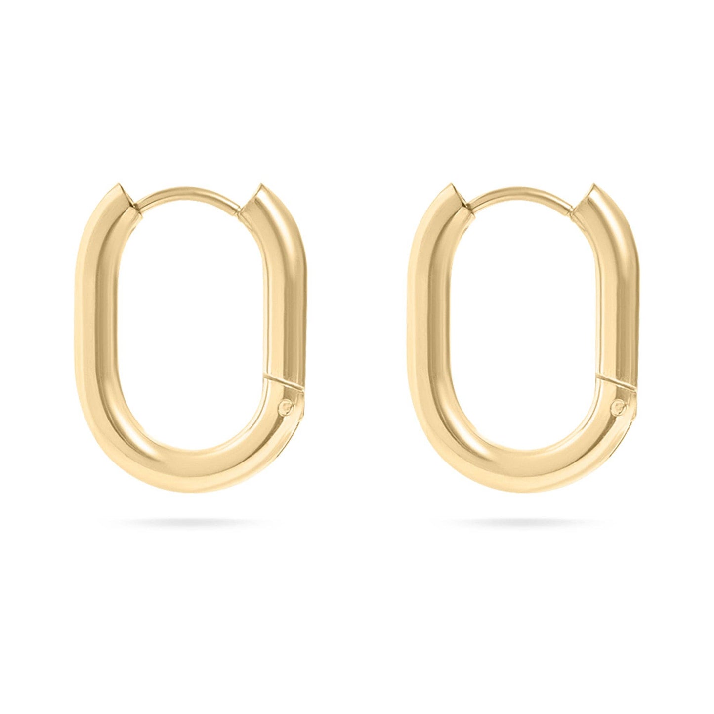18K Gold  Oval Huggie Earrings