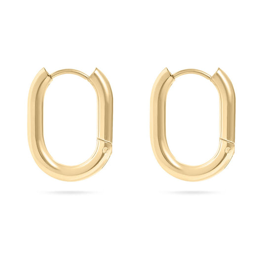 18K Gold  Oval Huggie Earrings