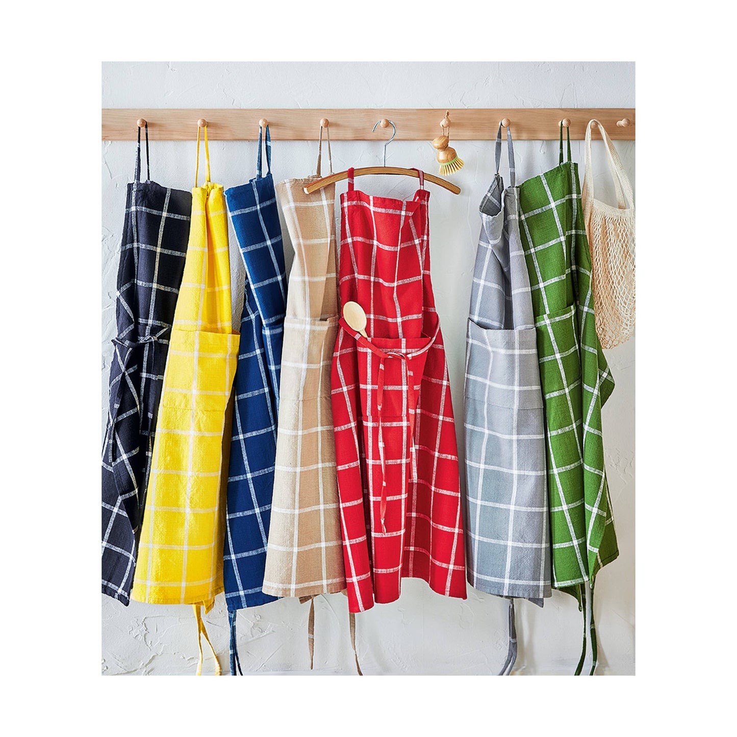 Classic Check Slub Apron Linen Cotton Everyday