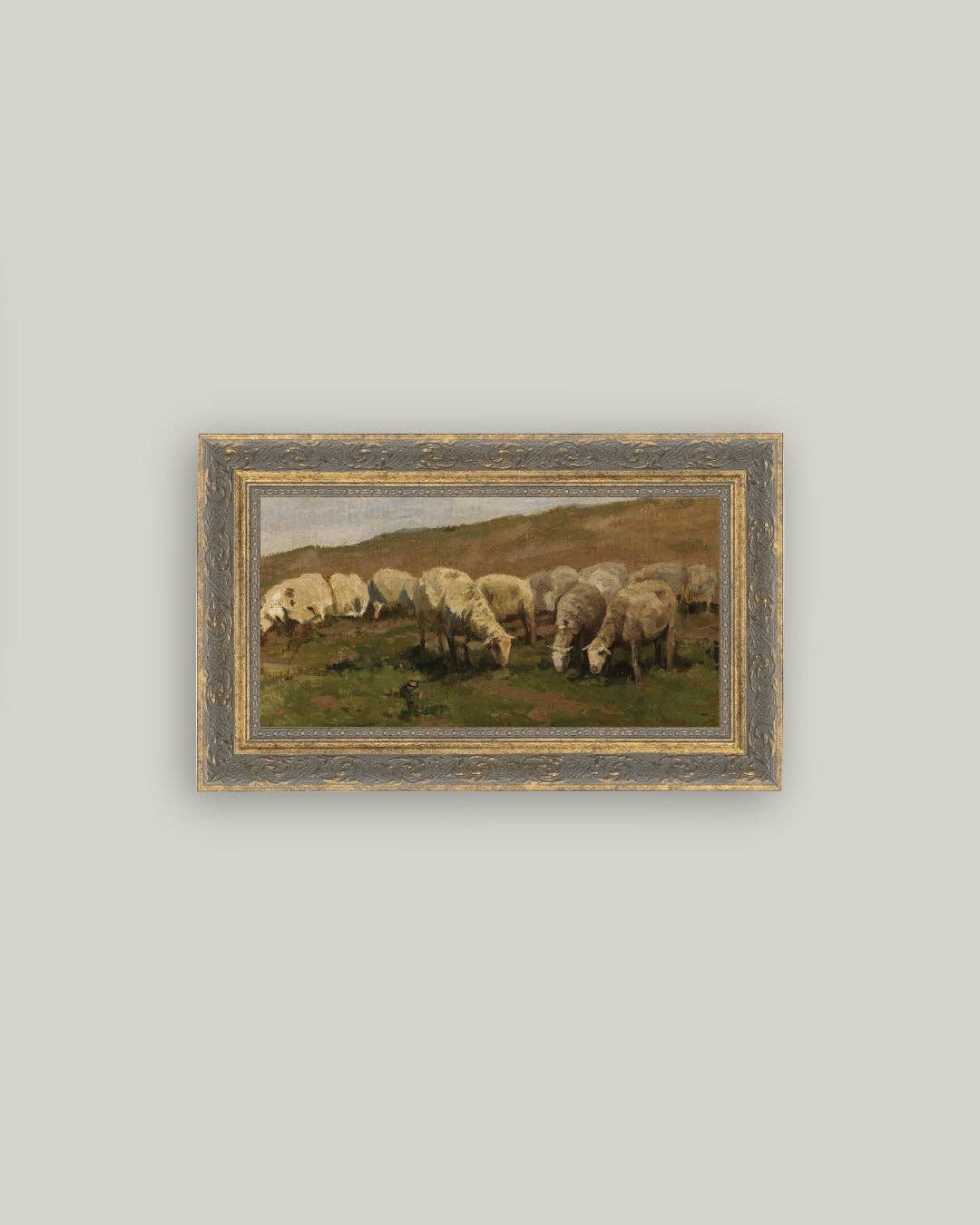 Sheep Landscape Framed Antique Art (local pick up only)