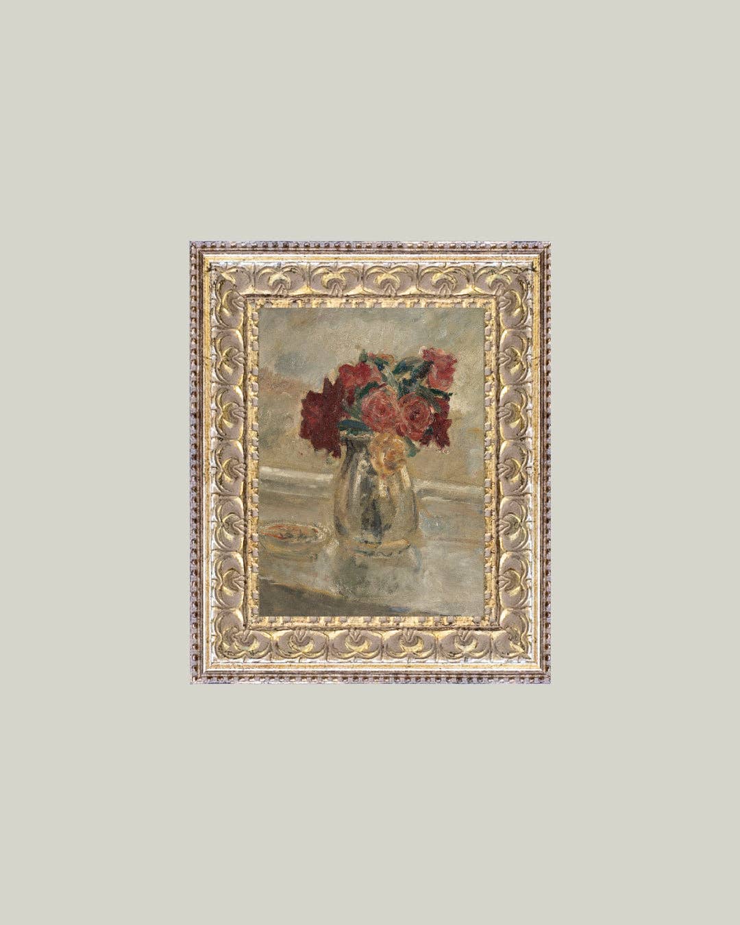 Valentine Rose Vase Framed Antique Art