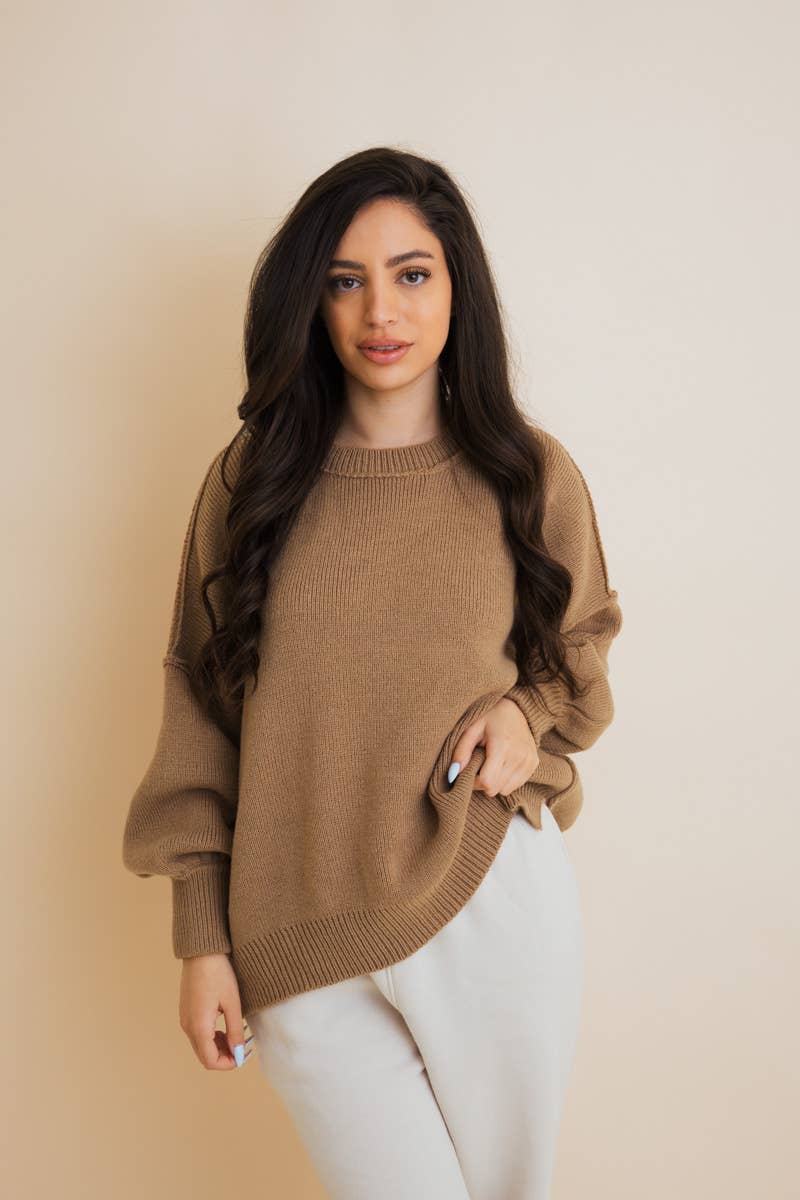 Mocha Cozy Oversized Pullover Sweater