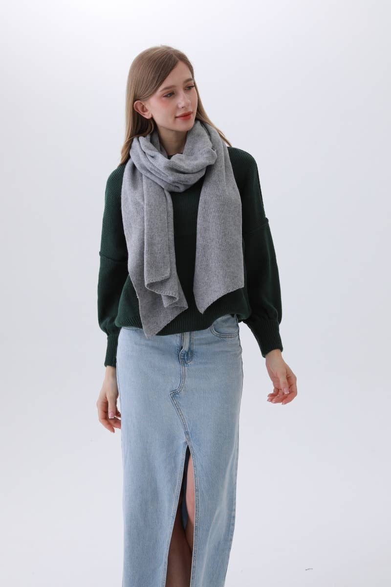 Gray Solid Woven Bias-Cut Scarf – Timeless Elegance