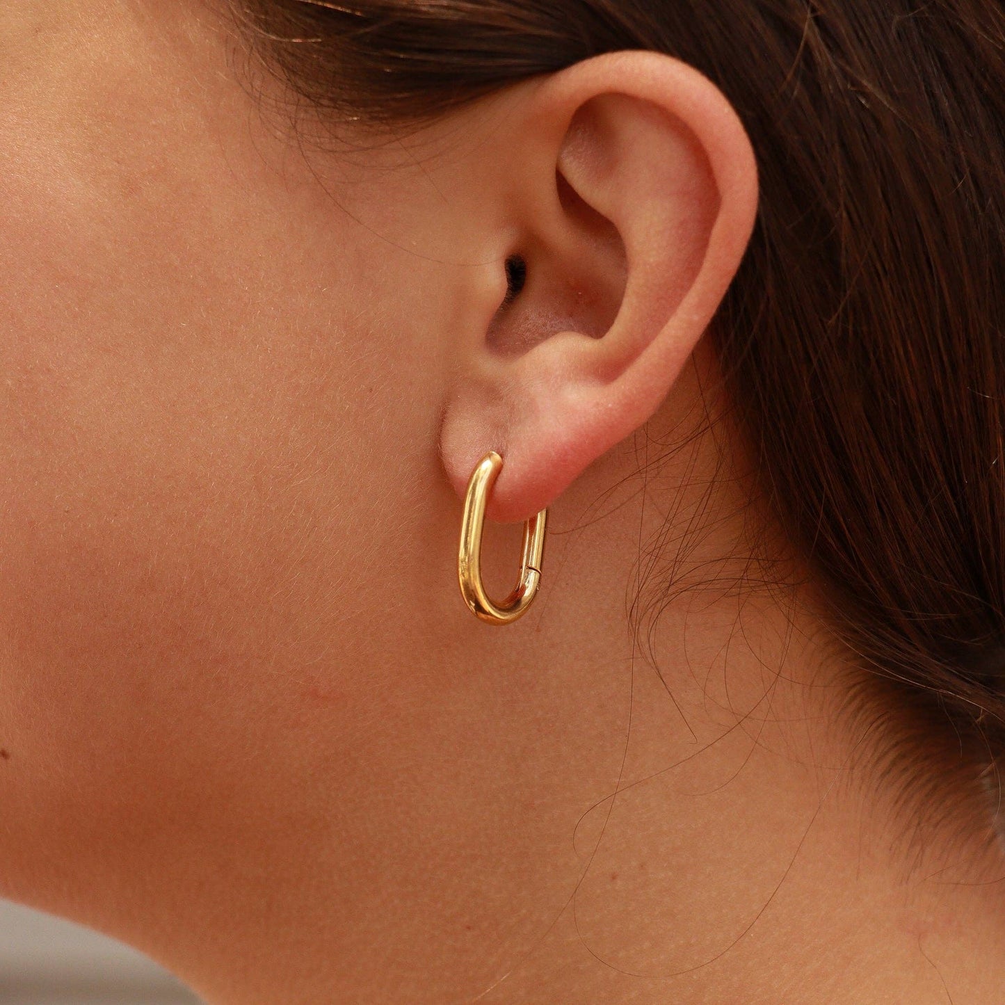 18K Gold  Oval Huggie Earrings