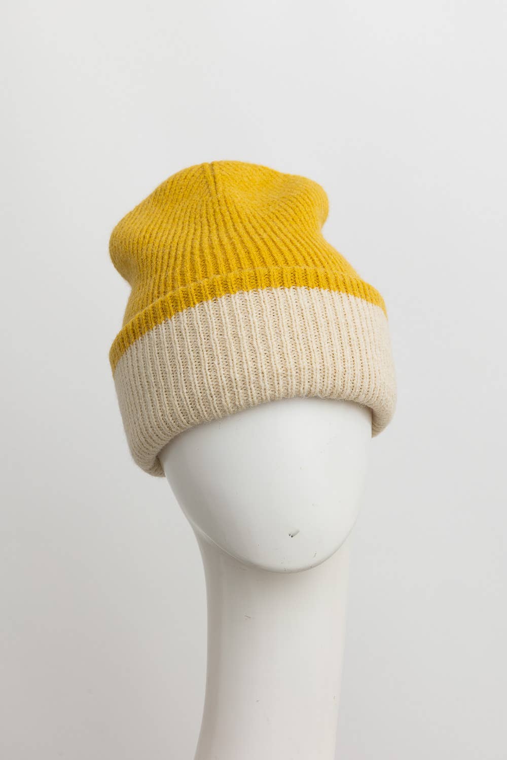 Basic Knit Two Tone Yellow Beanie