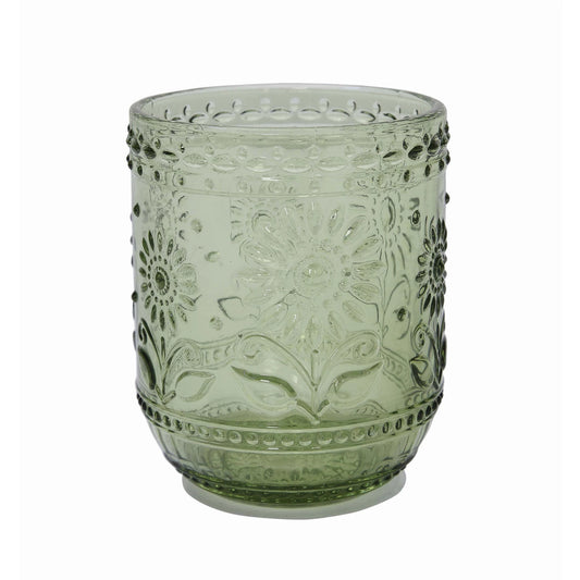 Embossed Drinking Glass, Green