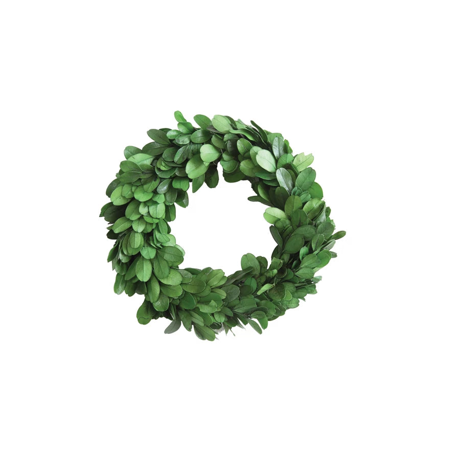 Green leaf wreath on a white background