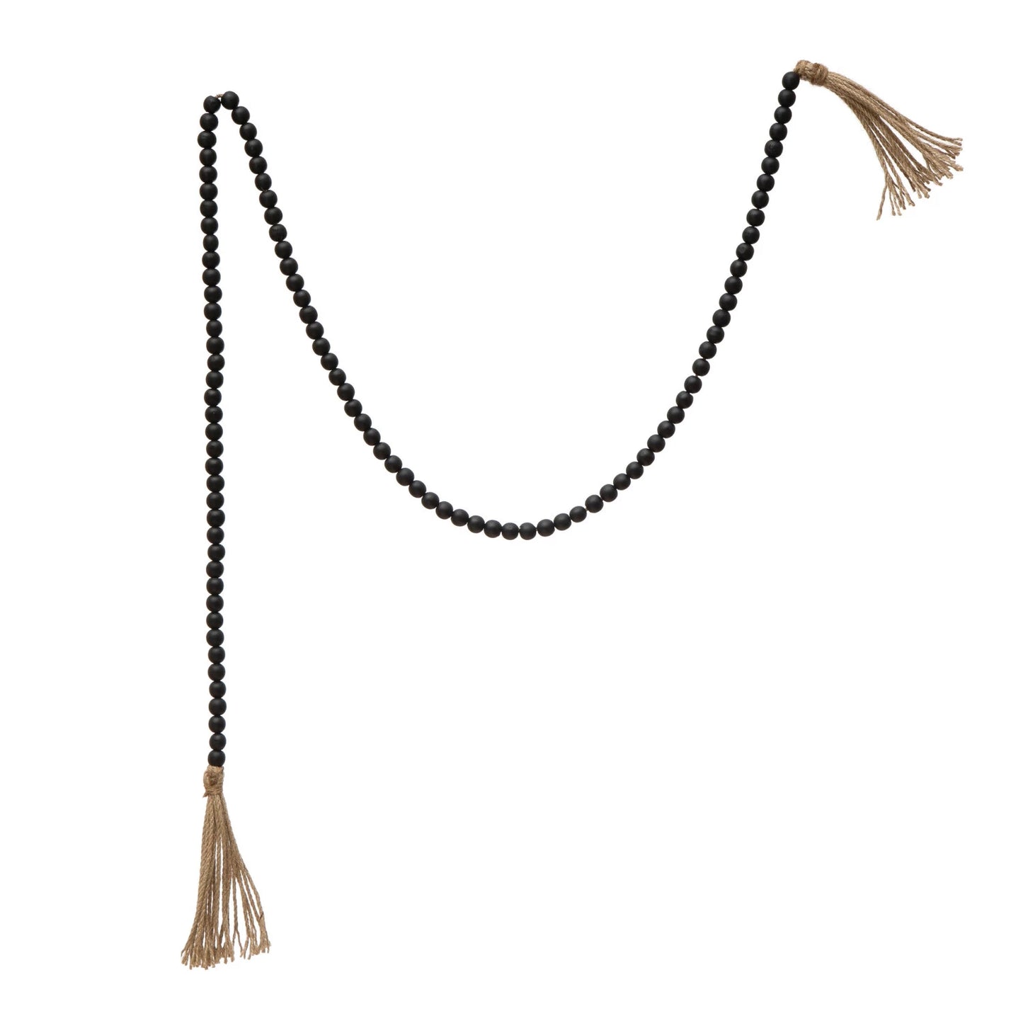 Paulonia Wood Bead Garland w/Jute Tassels