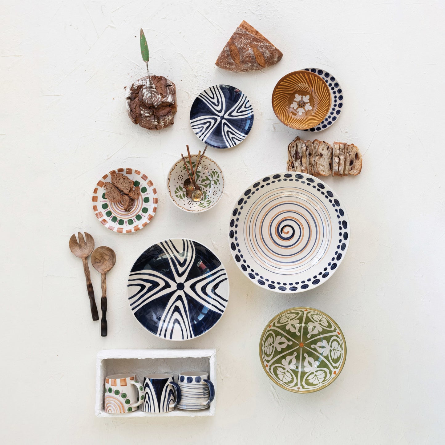 Hand-Painted Stoneware Mug w/ Design, 3 Styles