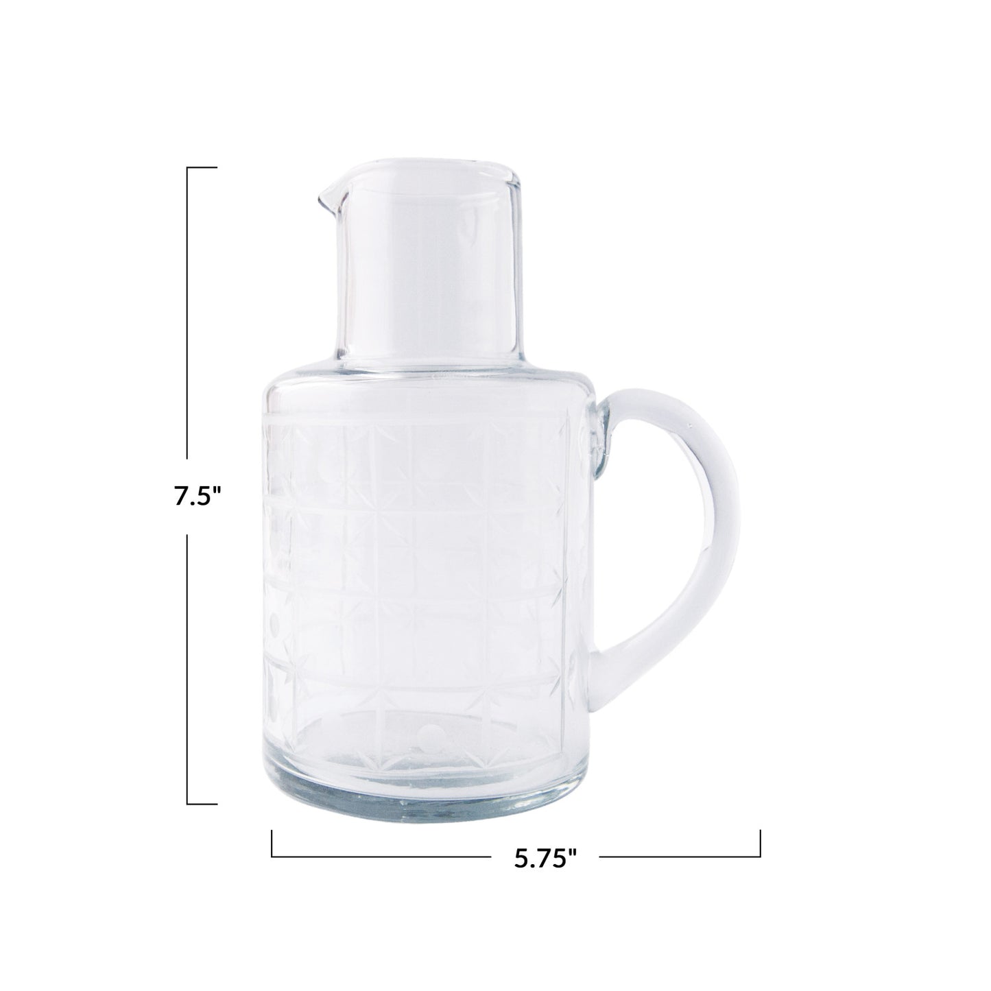 Recycled Etched Glass Pitcher