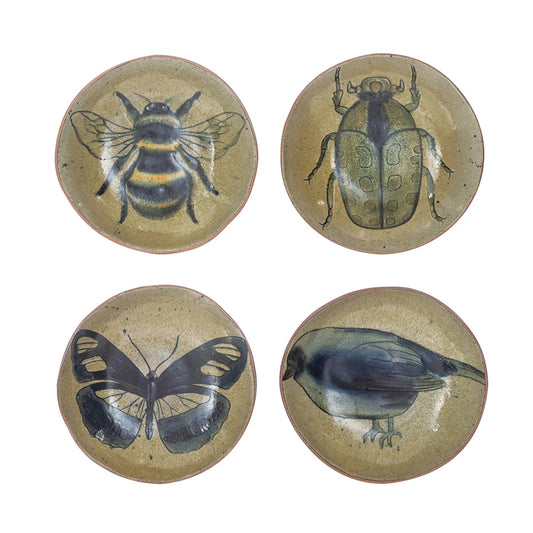 Stoneware Plate w/Insect, 4 styles