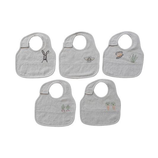 Embroidered Cotton & Linen Bib, 5 Styles