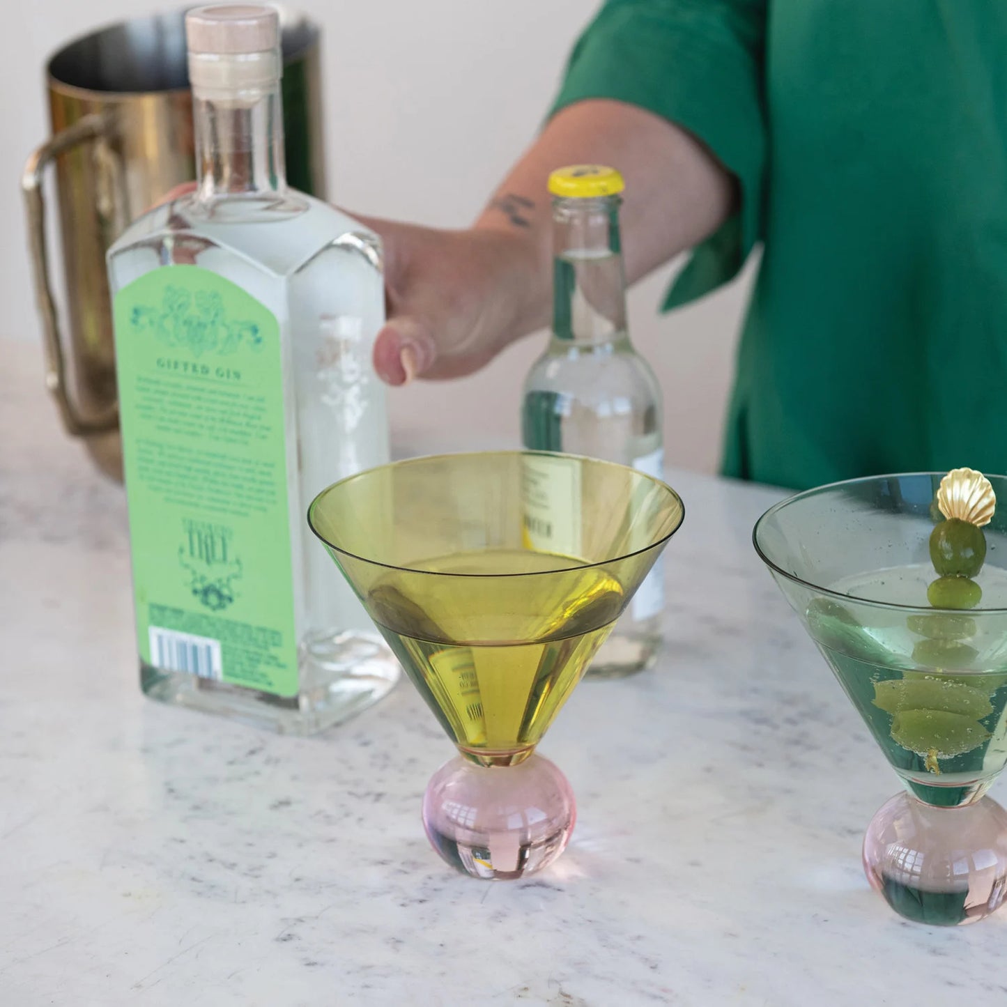 Two-Tone Martini Glass with Ball Stem