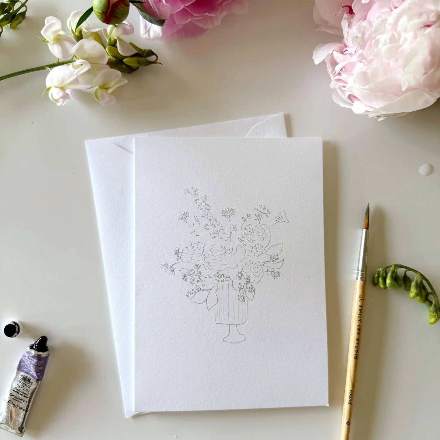 Bouquets paintable watercolor notecard set