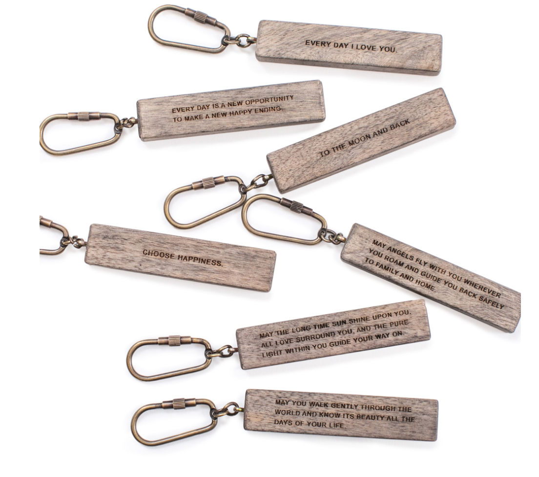 Wood Quote Keychain
