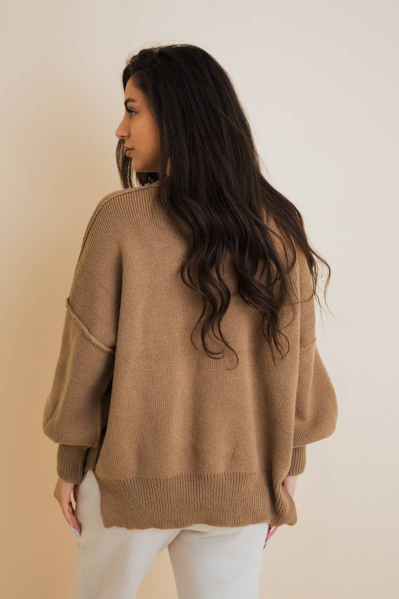Mocha Cozy Oversized Pullover Sweater