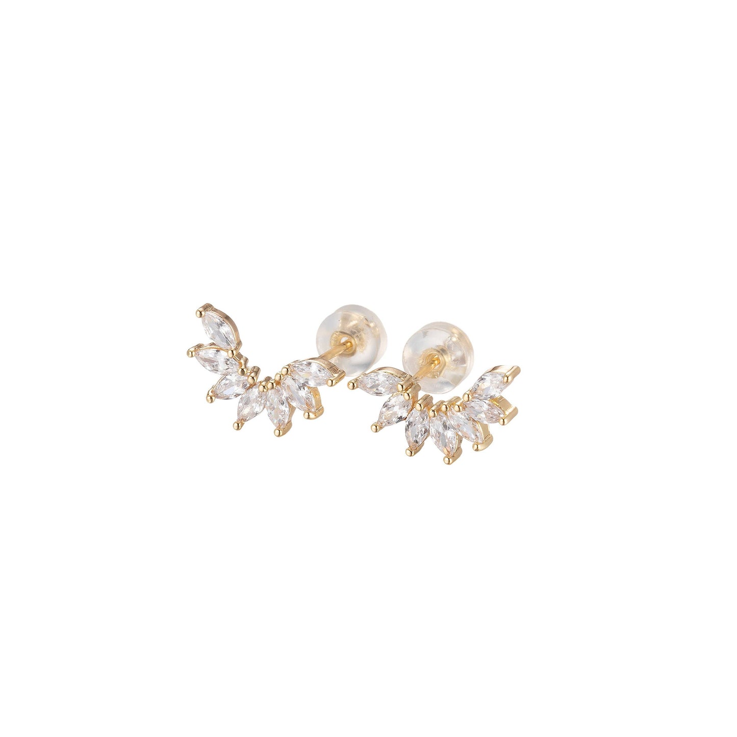 Dainty Marquise Stones Climber Stud Earrings
