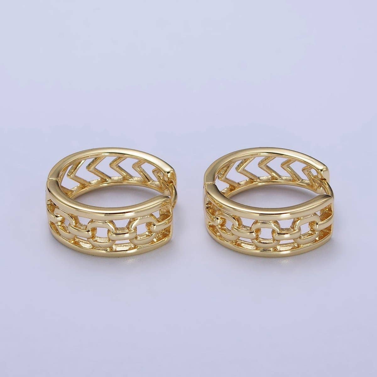 14K Gold Filled Cable Link Arrow 17.5mm Geometric Hoop Earrings