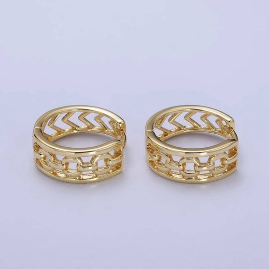 14K Gold Filled Cable Link Arrow 17.5mm Geometric Hoop Earrings