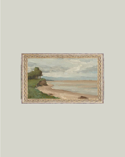 Beach Near Etretat Framed Antique Art