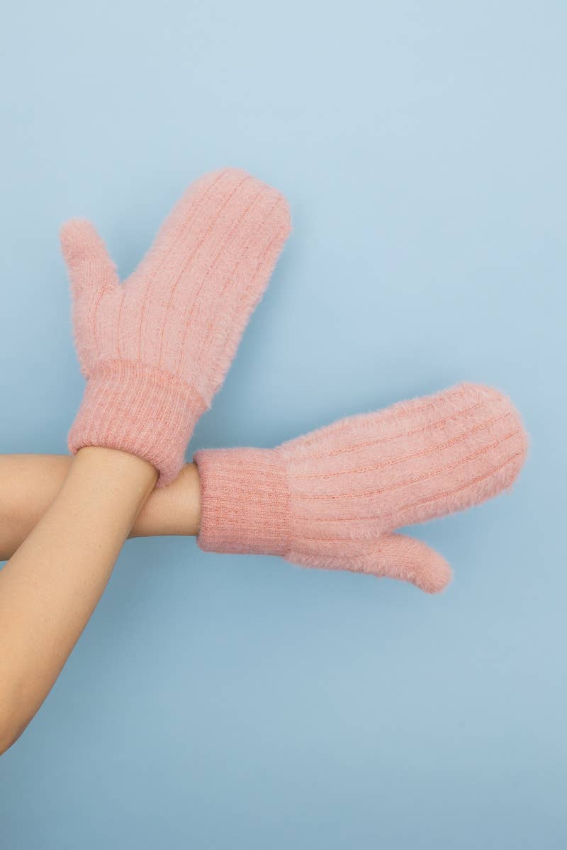 Plush Pastel Fuzzy Winter Mittens