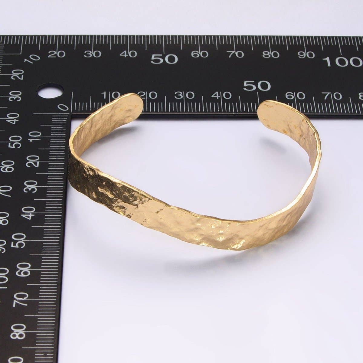 24K Gold Filled Hammered Band Cuff Bracelet
