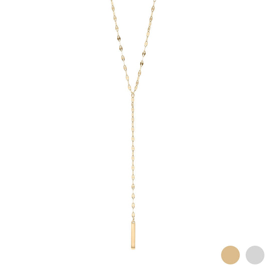 18K Gold l Y-Shaped Blank Bar Pendant Lariat Necklace