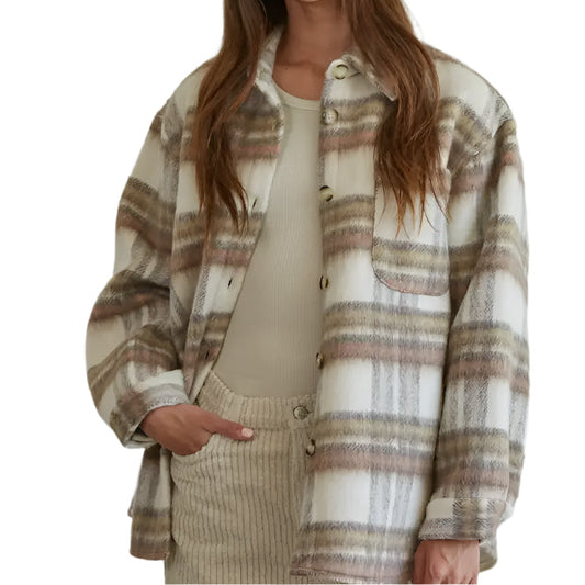 Woven Polyester Flannel Button Down Top