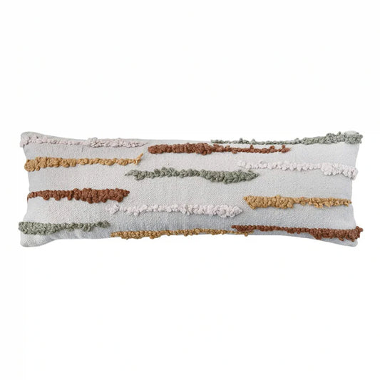 Decorative pillow with striped pattern on a white background