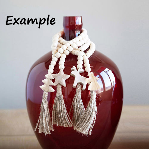 Beads with Seasonal Icon and Jute Tassel