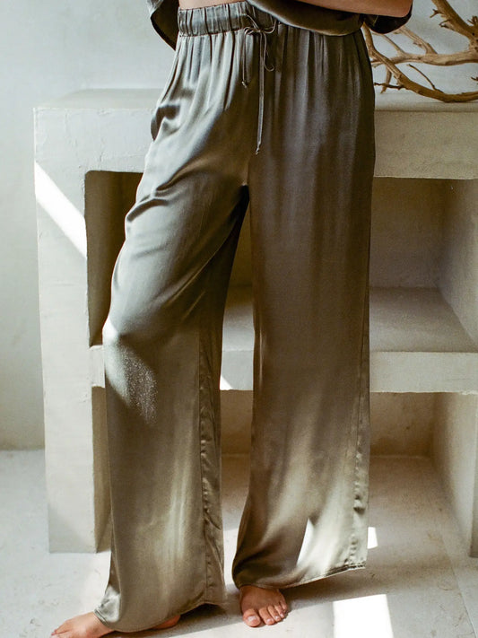 Rhemi Satin Pants - Olive