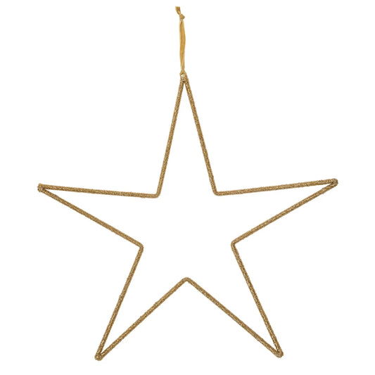 Gold star-shaped ornament on a white background