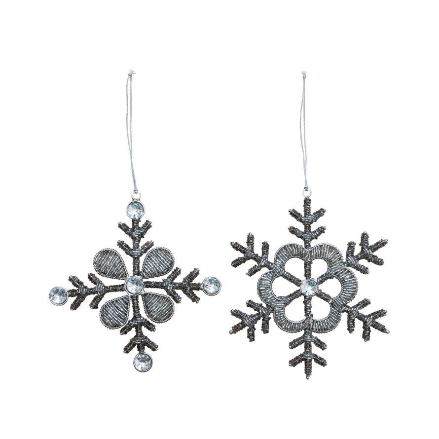 Glass Beaded Metal & Acrylic Jewel Snowflake Ornament