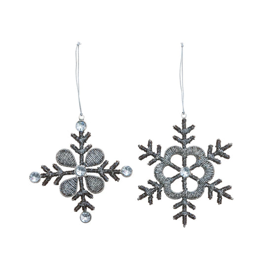 Glass Beaded Metal & Acrylic Jewel Snowflake Ornament