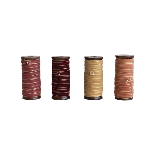 Velvet Ribbon on Wood Spool w/ Metallic Edges, 10 yard 4 Colors
