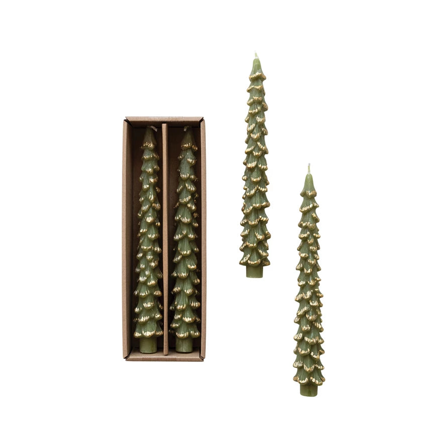 Tree Shaped Taper Candles - EVERGREEN