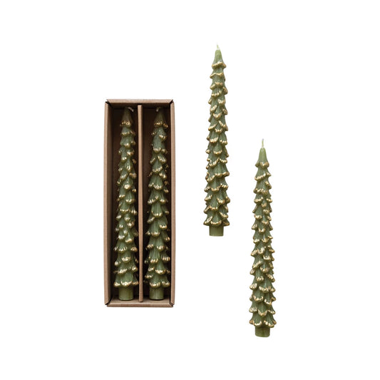 Tree Shaped Taper Candles - EVERGREEN