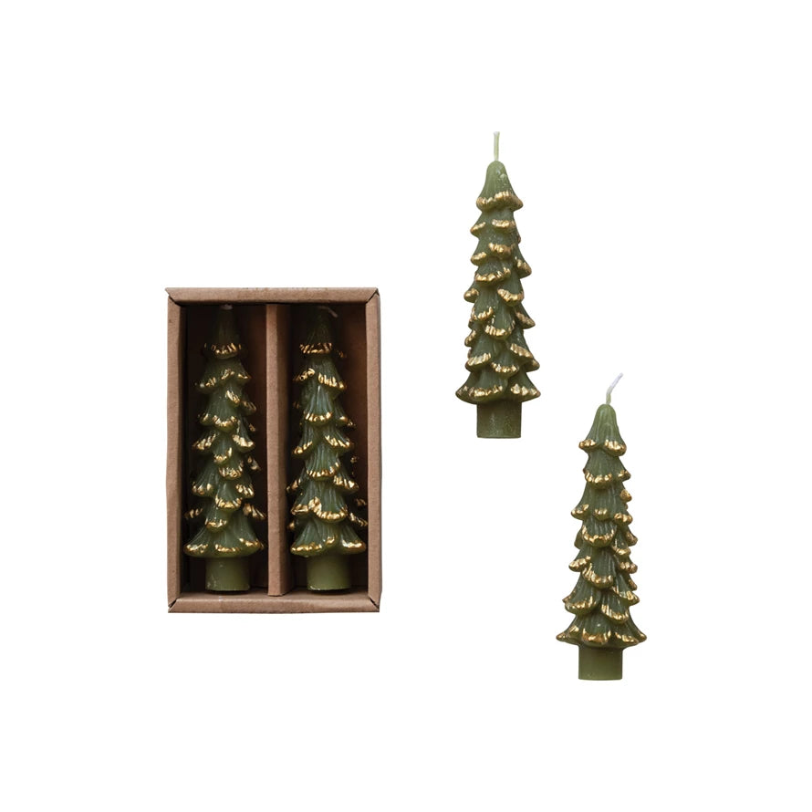 Small Tree Shaped Taper Candles - EVERGREEN