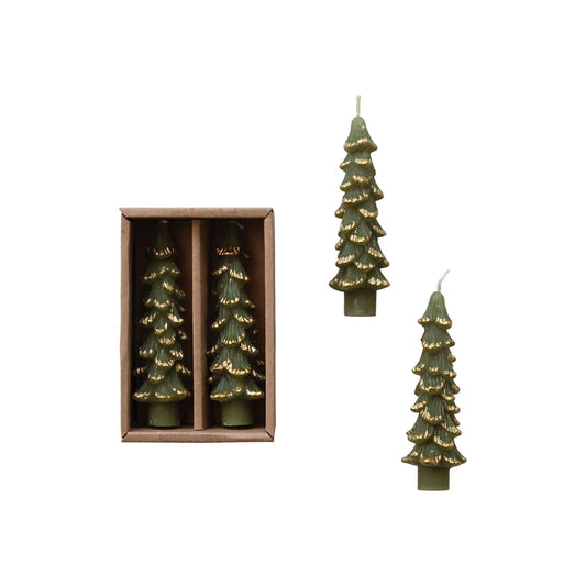 Small Tree Shaped Taper Candles - EVERGREEN