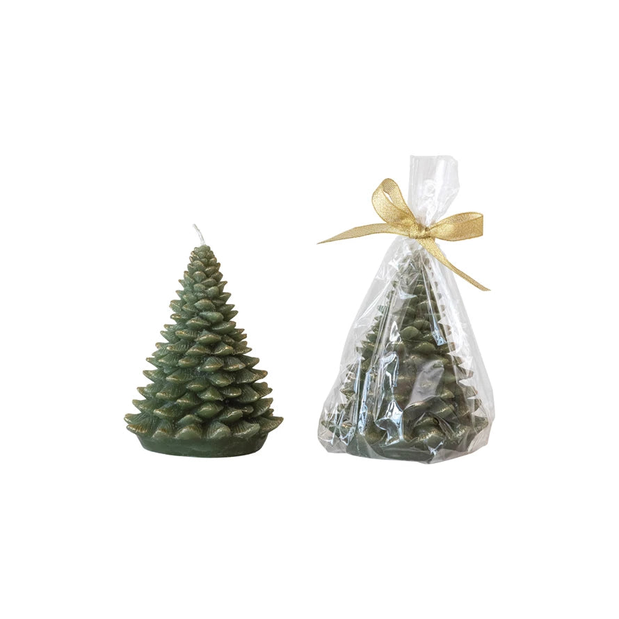 Small Tree Shaped Taper Candle - EVERGREEN