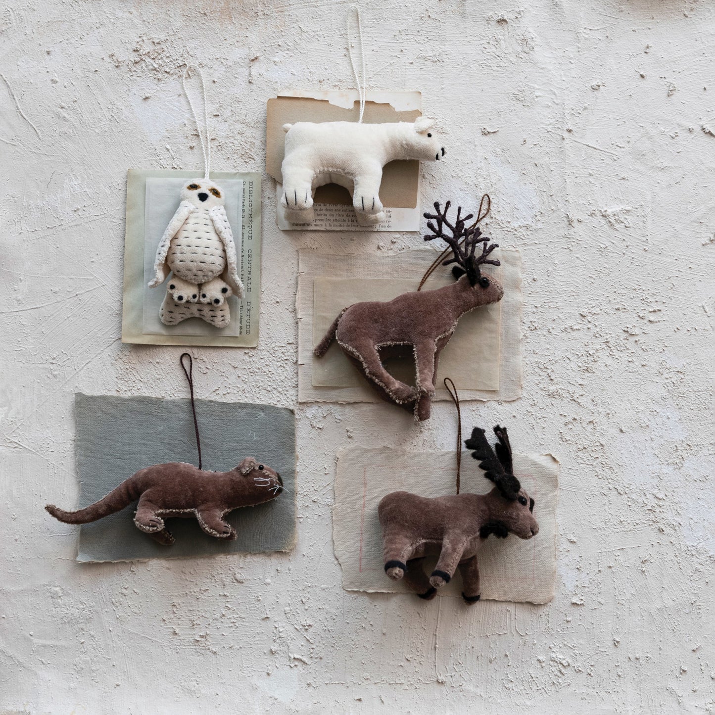 Cotton Velvet & Wire Moose Ornament