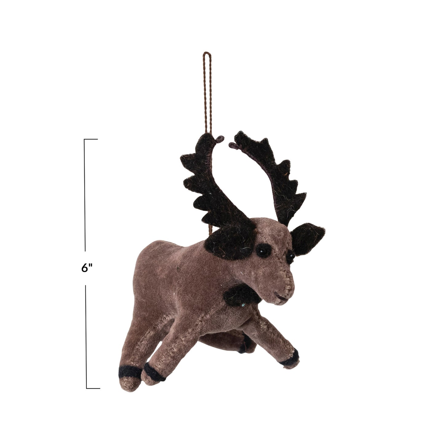 Cotton Velvet & Wire Moose Ornament