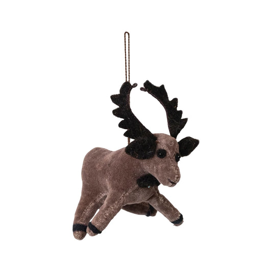 Cotton Velvet & Wire Moose Ornament