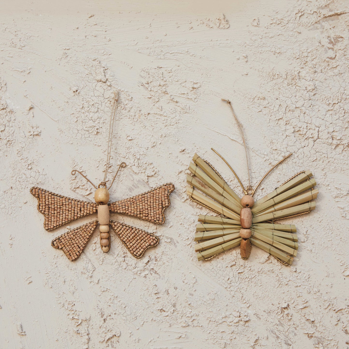 Handmade Mango Wood Bead & Bamboo Butterfly