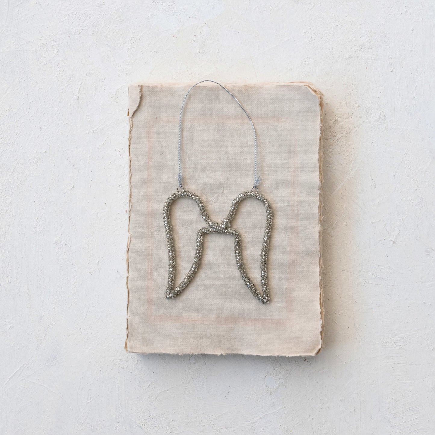 Metal Wire & Glass Beaded Angel Wings Ornament